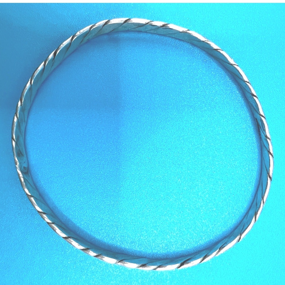 Vtg Unisex Bangle Bracelet Mexico Hammered Twist Signed 12g READ